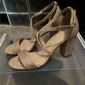 Sparkling rose gold colored shoes